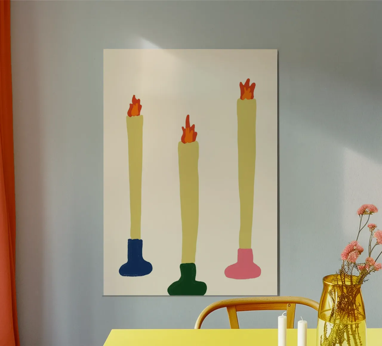 Drie Kaarsen Boho Art Spirituele Poster Print poster van vintagepod