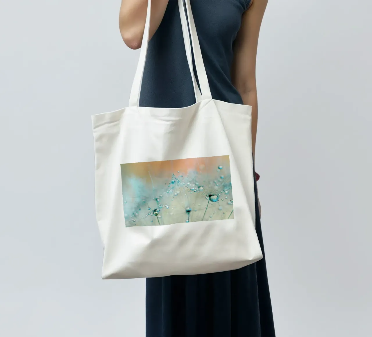 droplets of aqua tote bag by Ingrid Beddoes