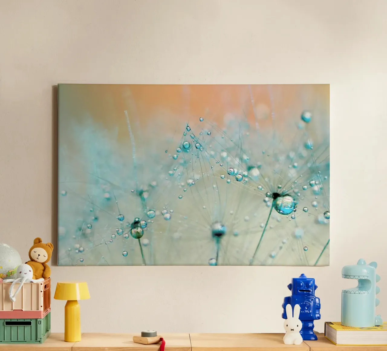 droplets of aqua canvas by Ingrid Beddoes