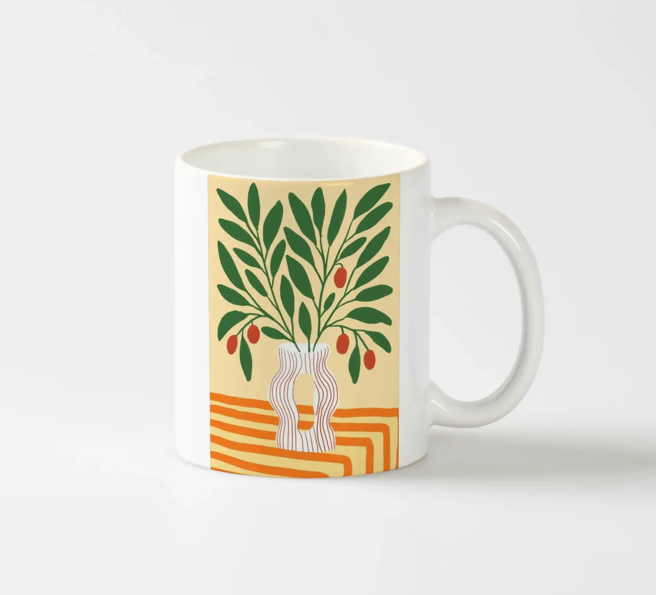 Abstracte bessen in golvende vaas Boho Poster Print keramische mok van vintagepod