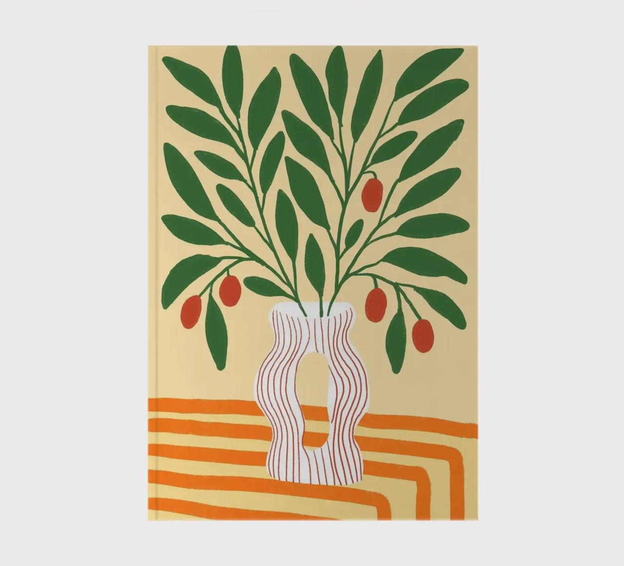 Abstract Berries in Wavy Vase Boho Poster Print notebook by vintagepod