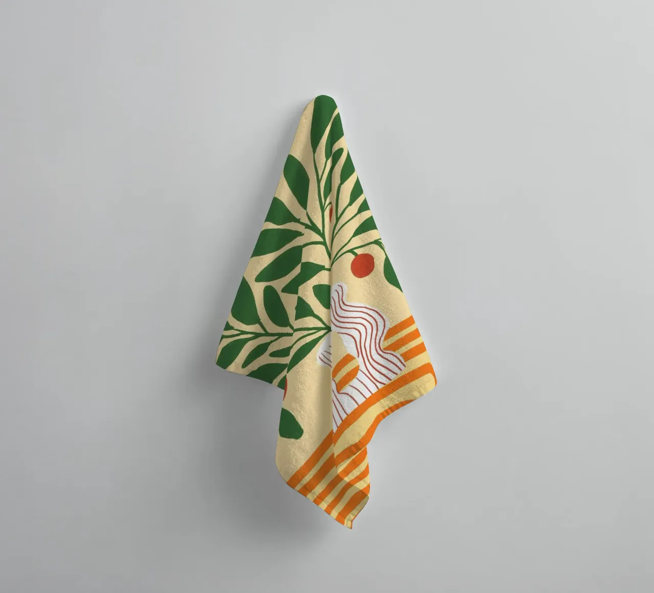 Abstracte bessen in golvende vaas Boho Poster Print badhanddoek van vintagepod