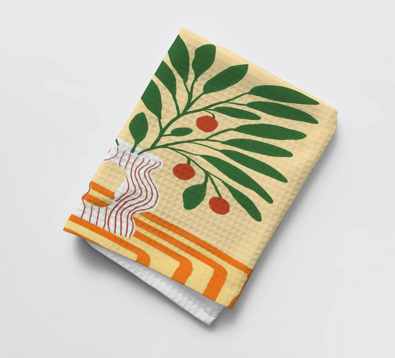 Poster abstrait "Berries in Wavy Vase" (Baies dans un vase ondulé) Boho torchon de vintagepod