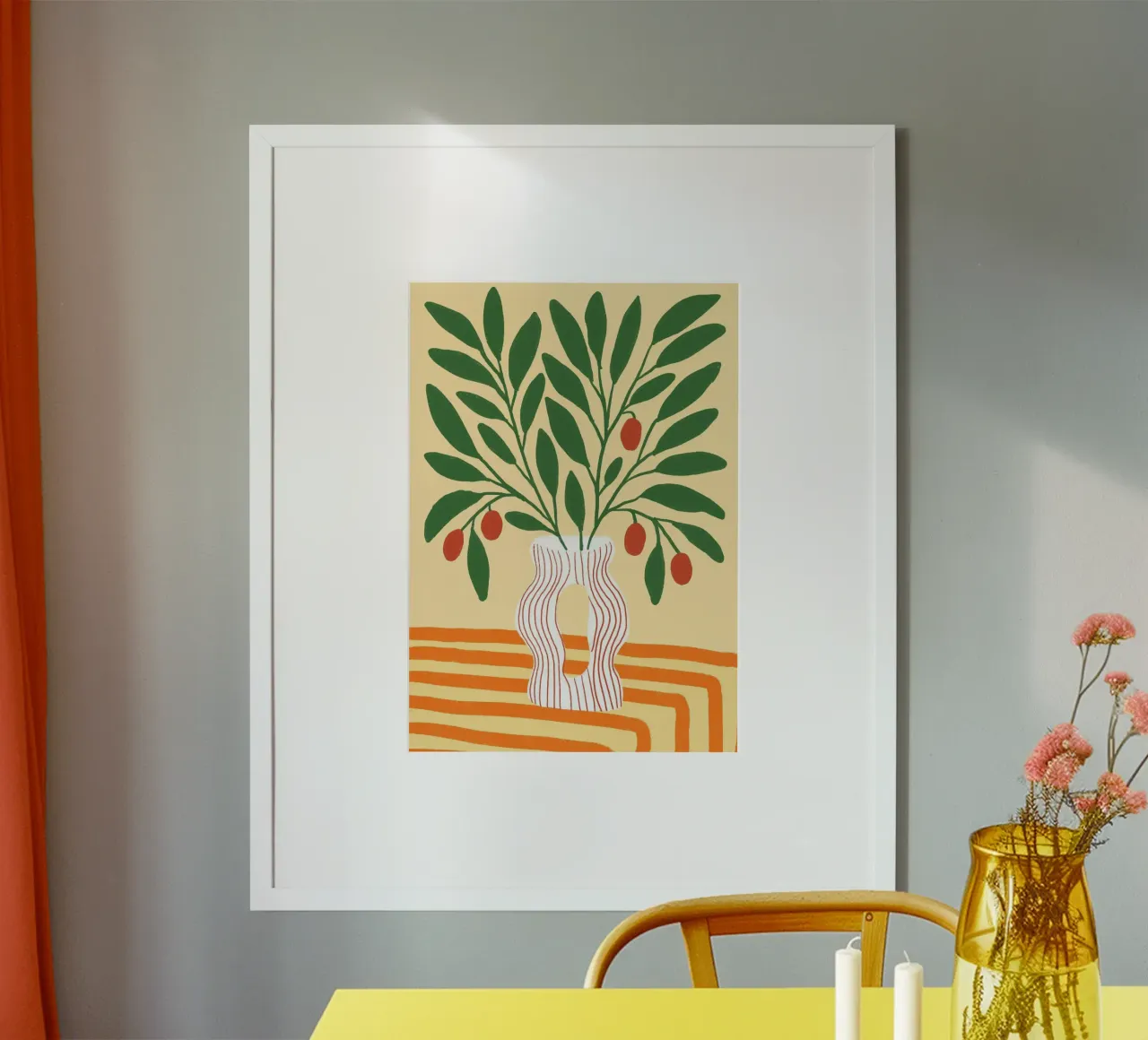 Abstrakte Beeren in gewellter Vase Boho Poster Print Poster von vintagepod