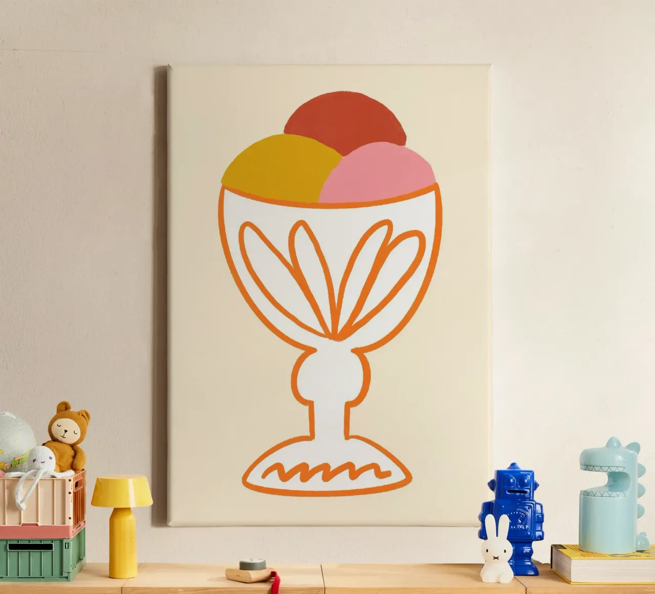 Three Scoops of Ice Cream Abstract Poster Print canvas with Floater frame by vintagepod