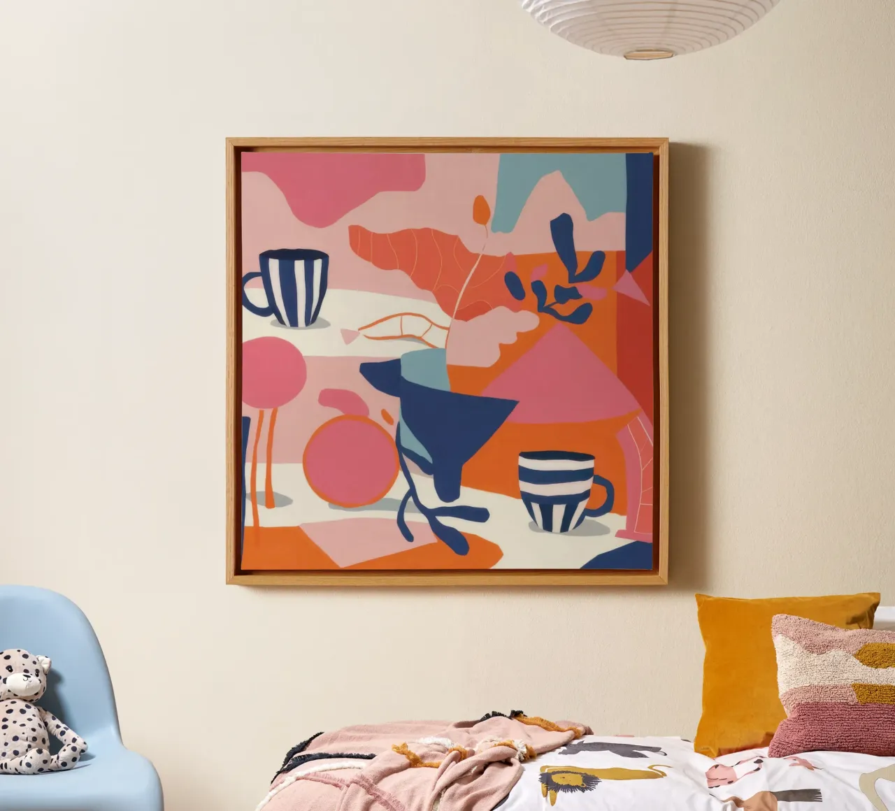 Abstract Ontbijt Stilleven canvas met Baklijst van Thistle Bloom