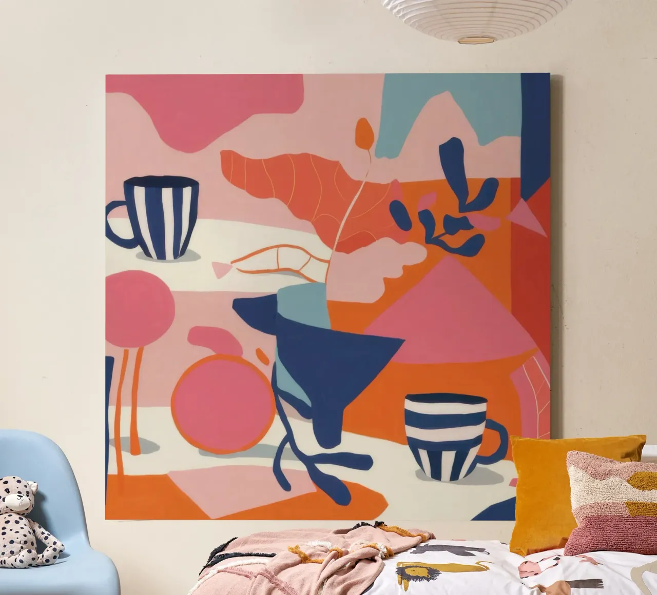 Abstract Ontbijt Stilleven canvas met Baklijst van Thistle Bloom