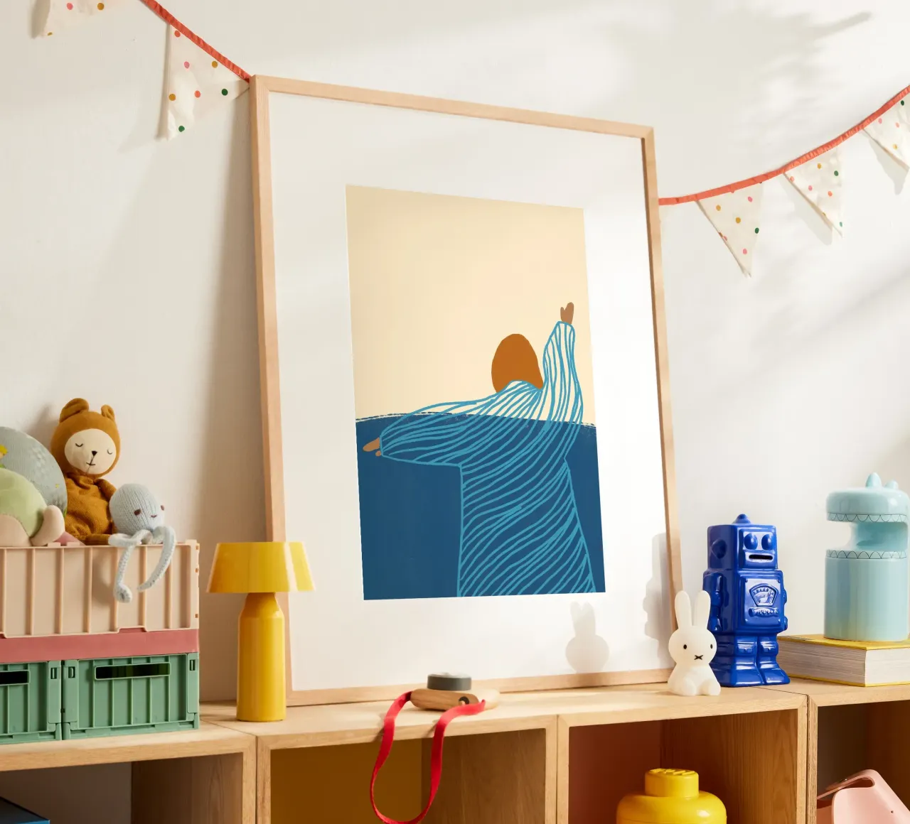 Mujer nadando en el océano Póster Boho poster con marco de aluminio de vintagepod
