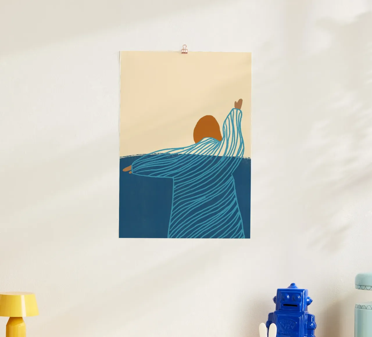 Mujer nadando en el océano Póster Boho poster con marco de aluminio de vintagepod