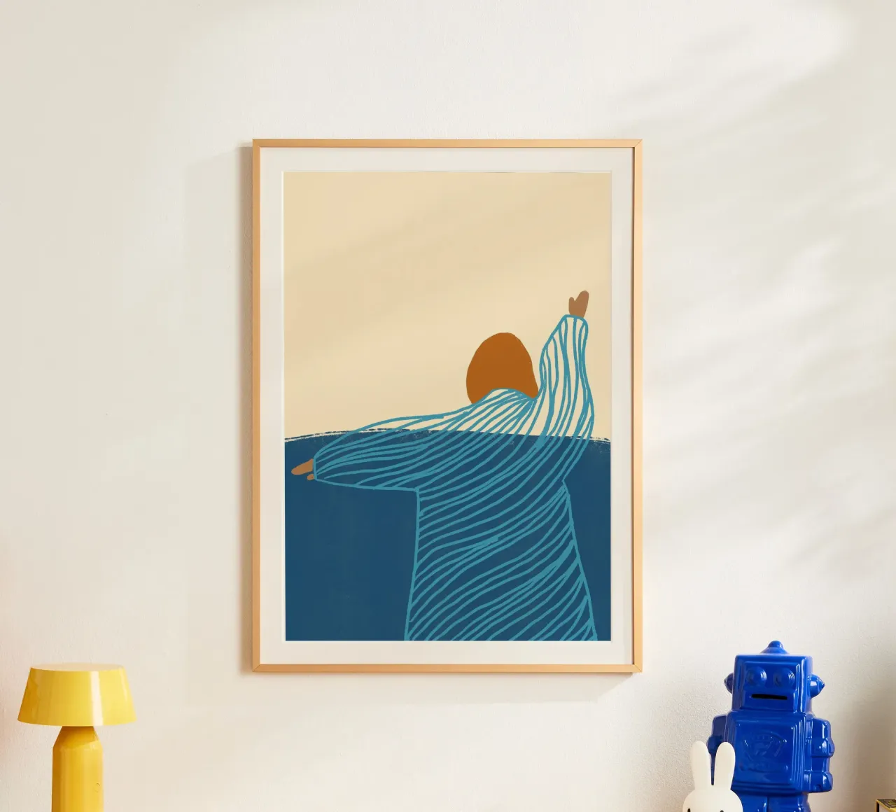 Mujer nadando en el océano Póster Boho poster con marco de aluminio de vintagepod