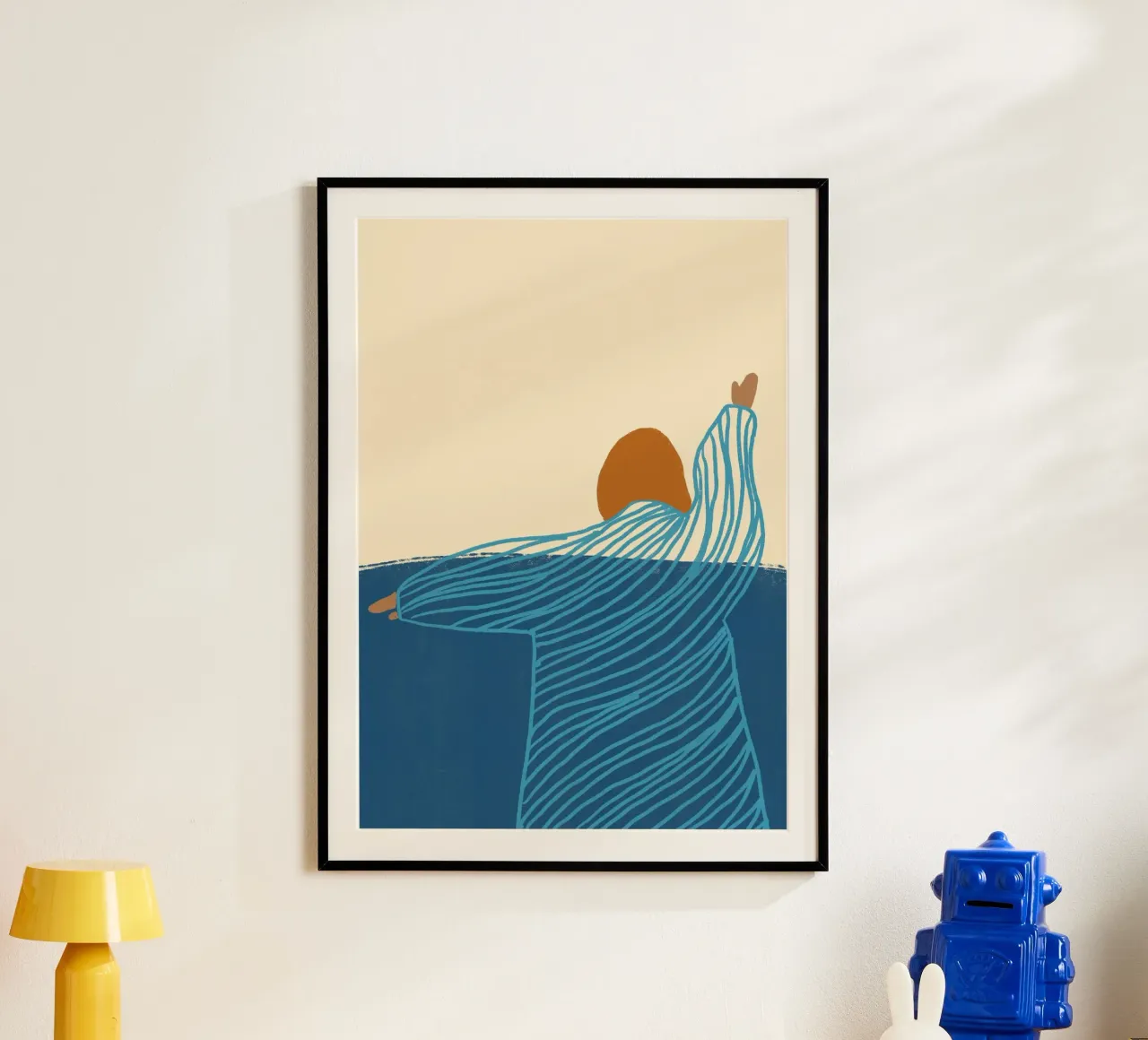 Mujer nadando en el océano Póster Boho poster con marco de aluminio de vintagepod