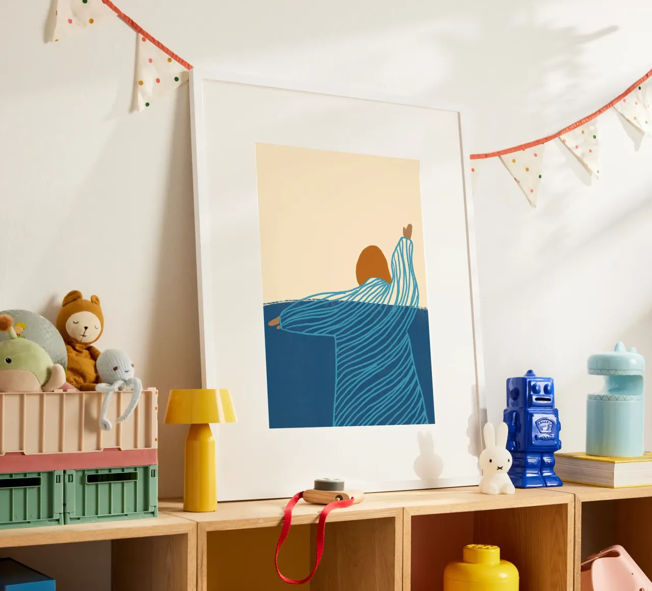 Mujer nadando en el océano Póster Boho poster con marco de aluminio de vintagepod