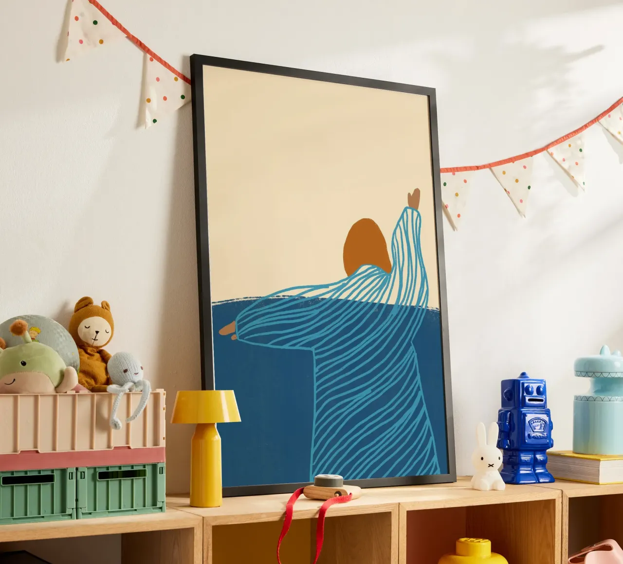 Mujer nadando en el océano Póster Boho poster con marco de aluminio de vintagepod