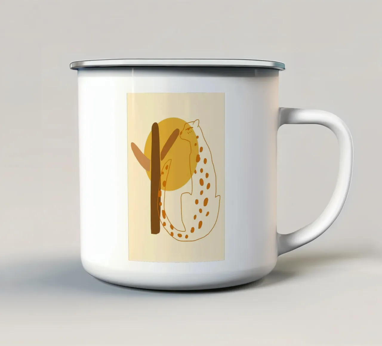 Abstract Leopard Boho Art Minimalist Poster Print enamel mug by vintagepod