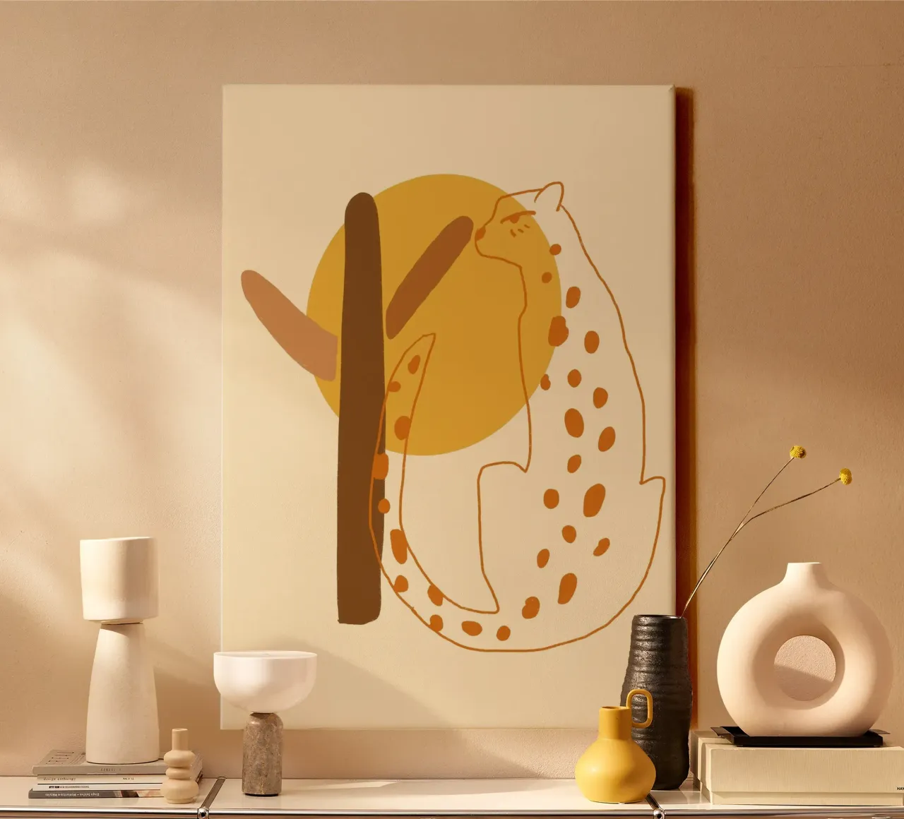 Abstract Leopard Boho Art Minimalist Poster Print canvas by vintagepod