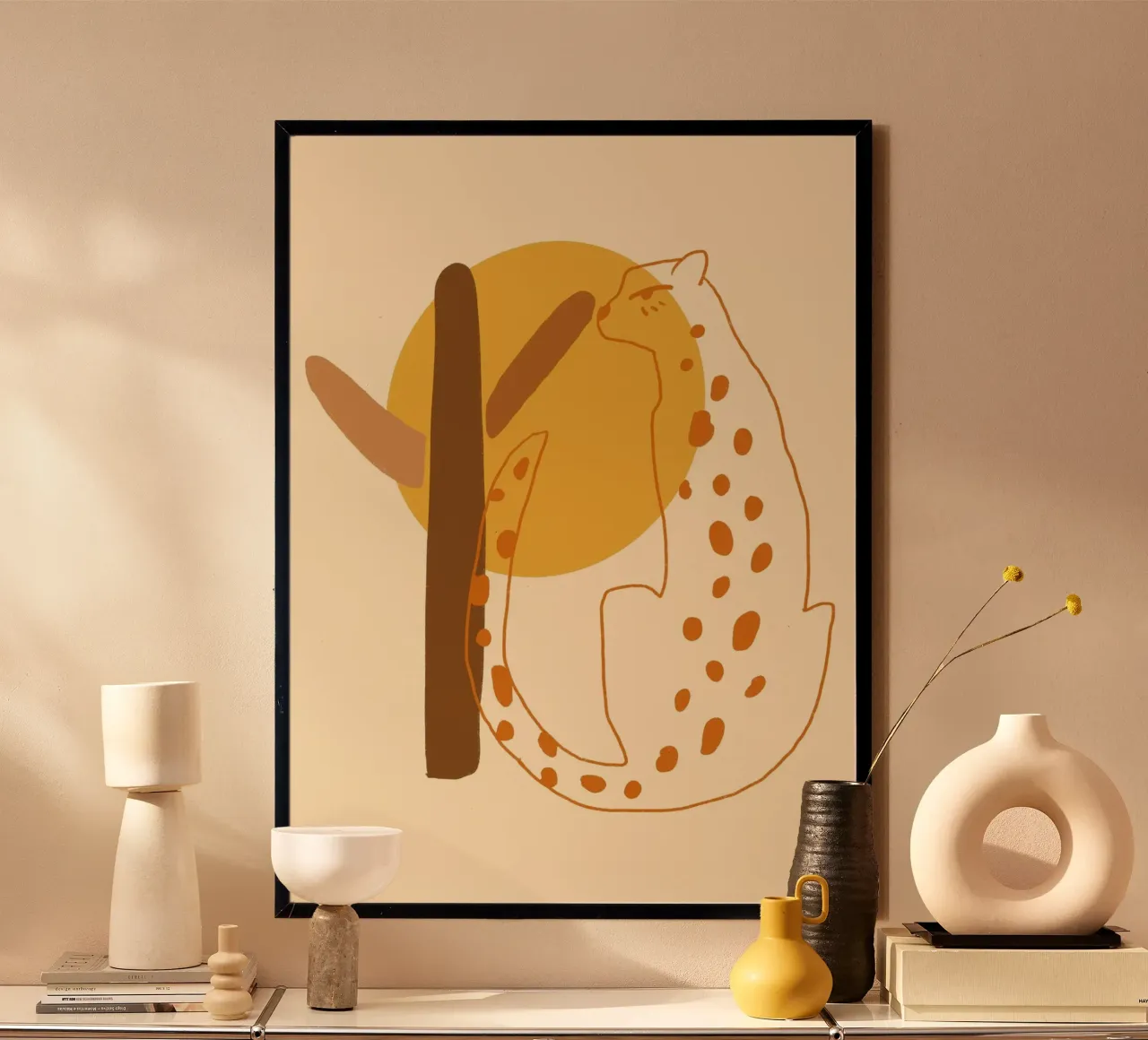 Abstract Leopard Boho Art Minimalist Poster Print hahnemühle by vintagepod