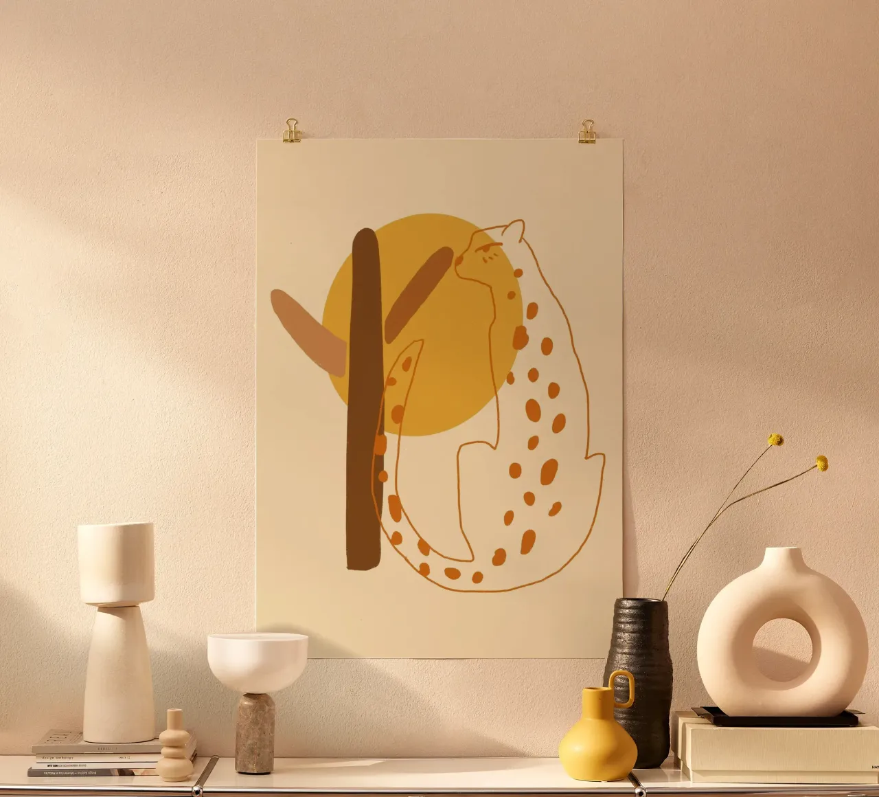 Abstract Leopard Boho Art Minimalist Poster Print hahnemühle by vintagepod