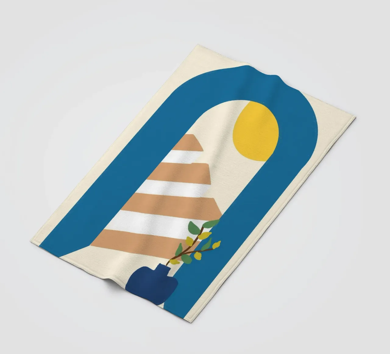 Mediterranean Archway Boho Abstract Poster Print fleecedeken van vintagepod
