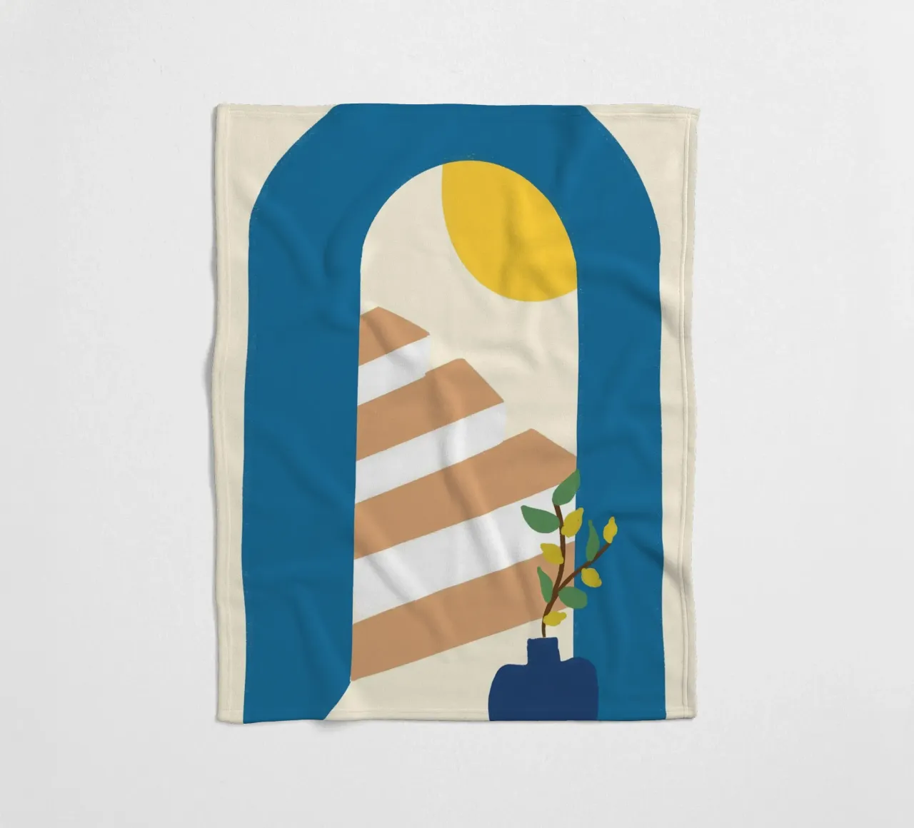 Mediterranean Archway Boho Abstract Poster Print fleecedeken van vintagepod