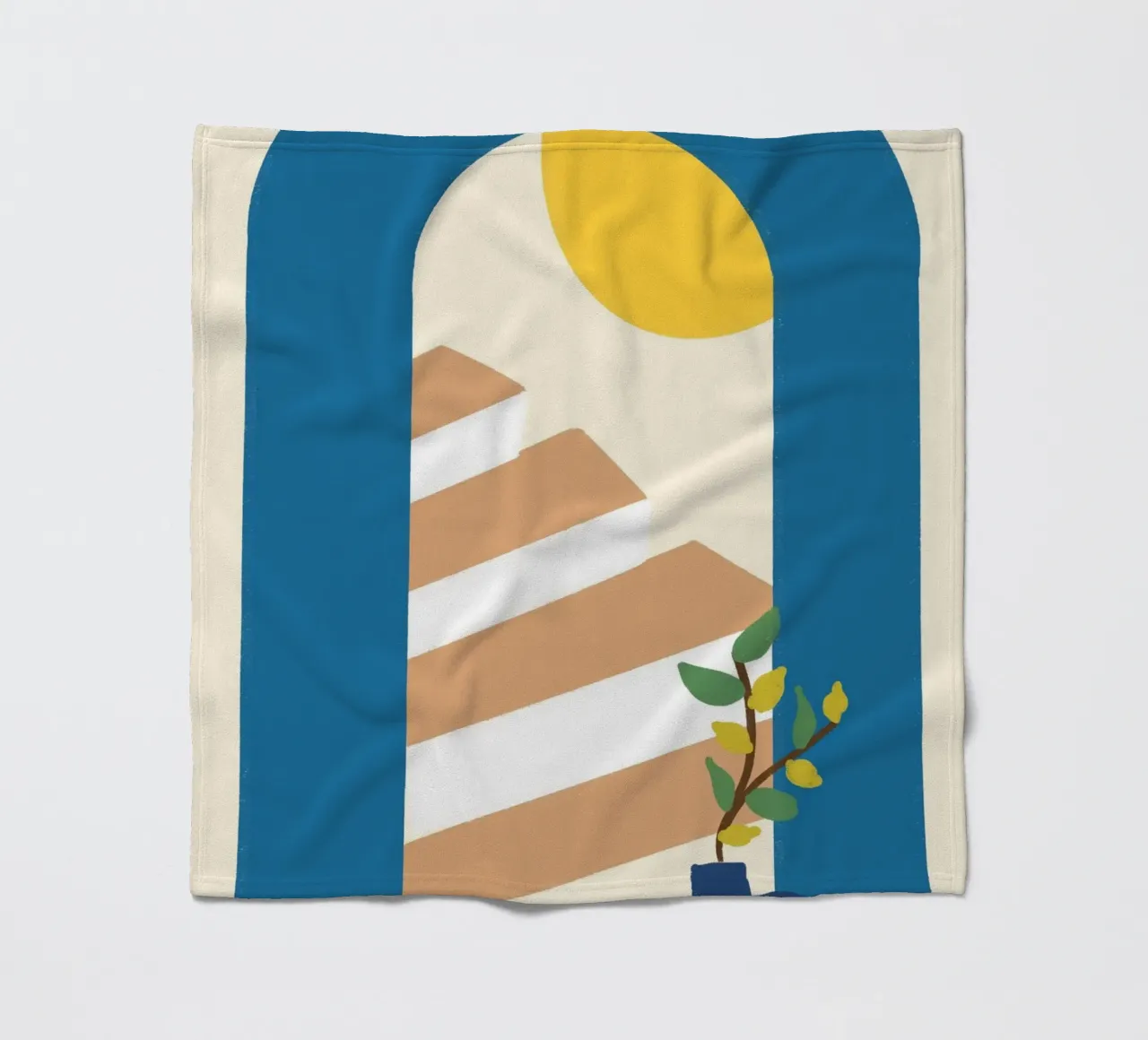 Mediterranean Archway Boho Abstract Poster Print fleecedeken van vintagepod