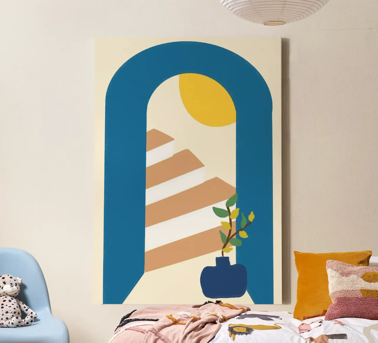 Mediterranean Archway Boho Abstract Poster Print canvas by vintagepod