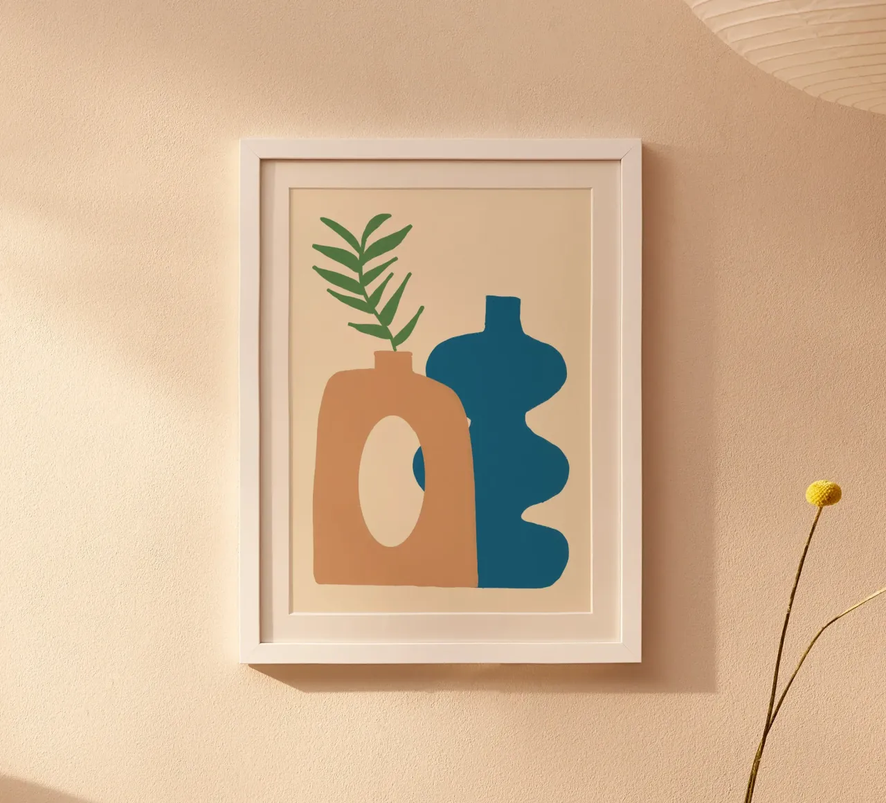 Abstract Vases Boho Folk Art Poster Print poster con marco de madera de vintagepod