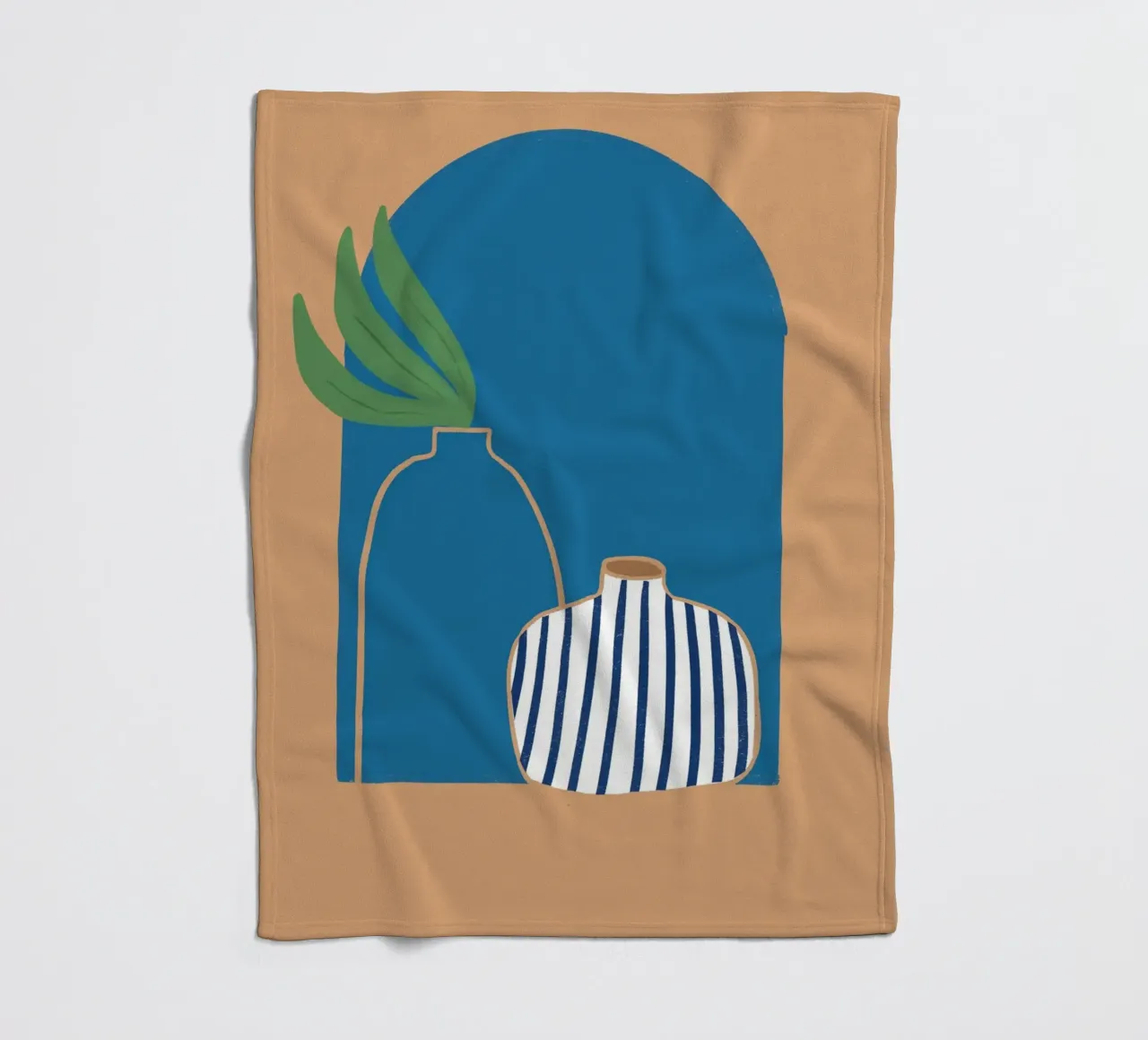 Gestreepte vaas Boho Archway Abstract Poster Print fleecedeken van vintagepod