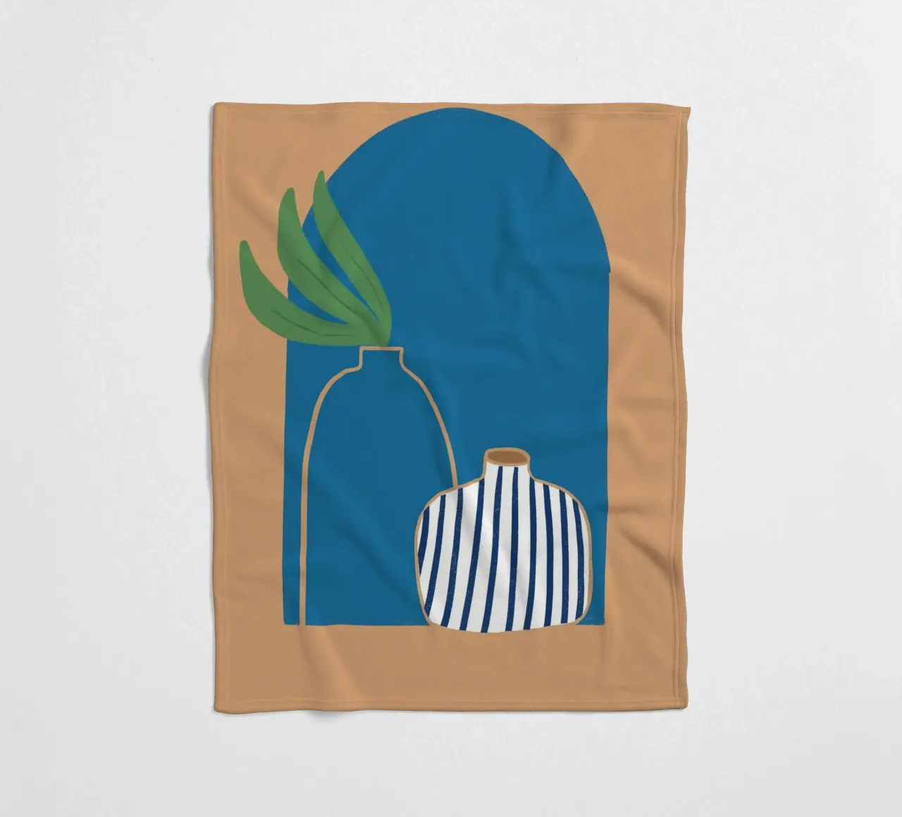 Gestreepte vaas Boho Archway Abstract Poster Print fleecedeken van vintagepod