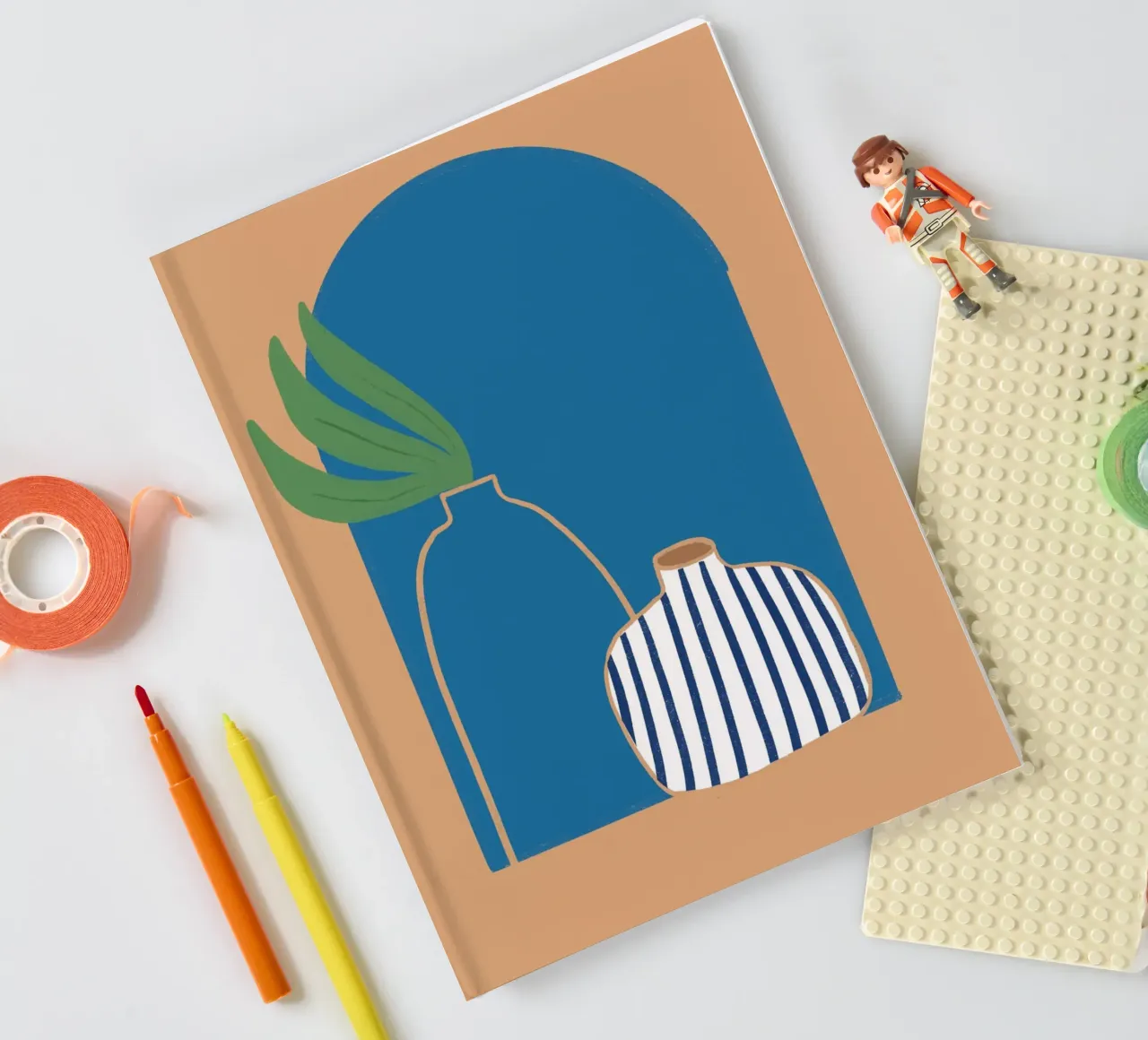Striped Vase Boho Archway Abstract Poster Print notebook by vintagepod