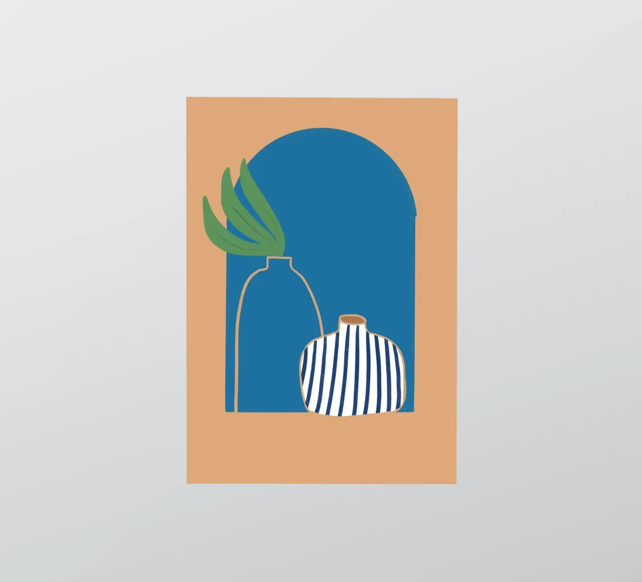 Gestreepte vaas Boho Archway Abstract Poster Print sticker van vintagepod