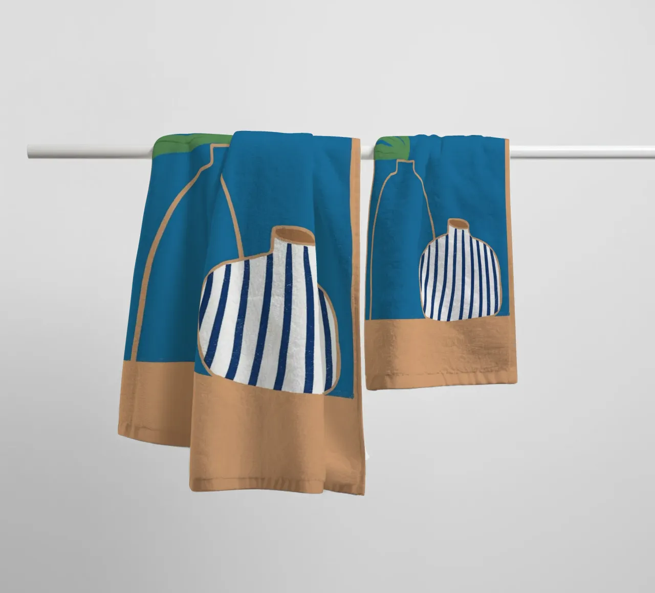 Gestreepte vaas Boho Archway Abstract Poster Print badhanddoek van vintagepod