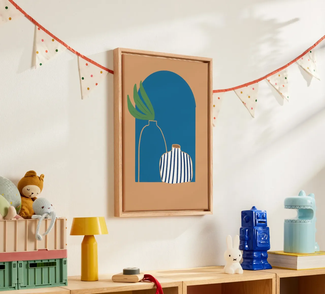 Gestreepte vaas Boho Archway Abstract Poster Print canvas van vintagepod