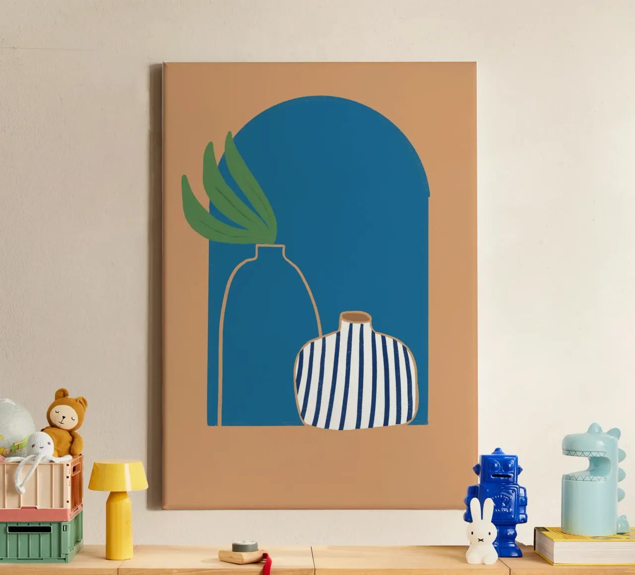 Gestreepte vaas Boho Archway Abstract Poster Print canvas van vintagepod