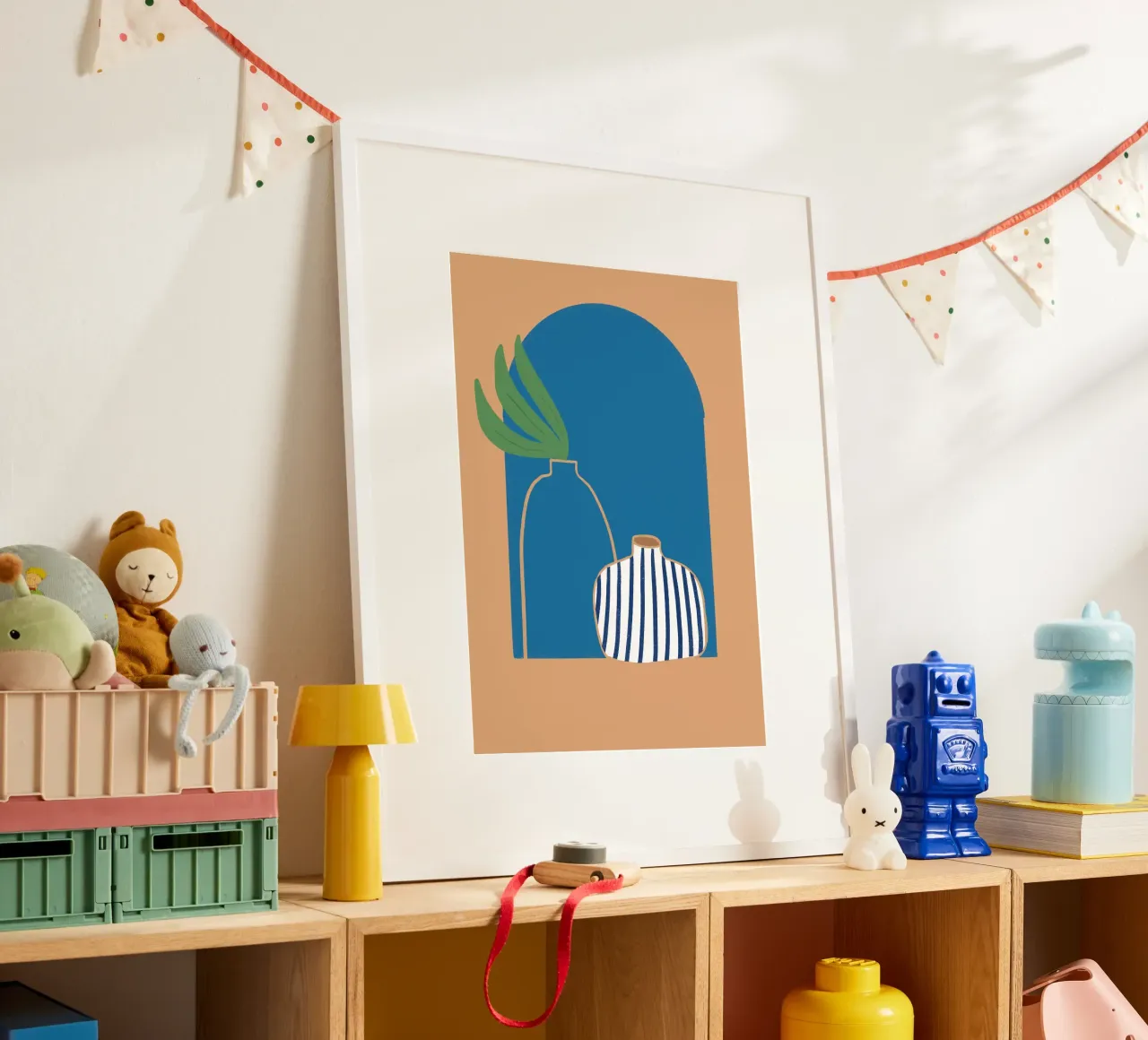 Gestreepte vaas Boho Archway Abstract Poster Print hahnemühle van vintagepod