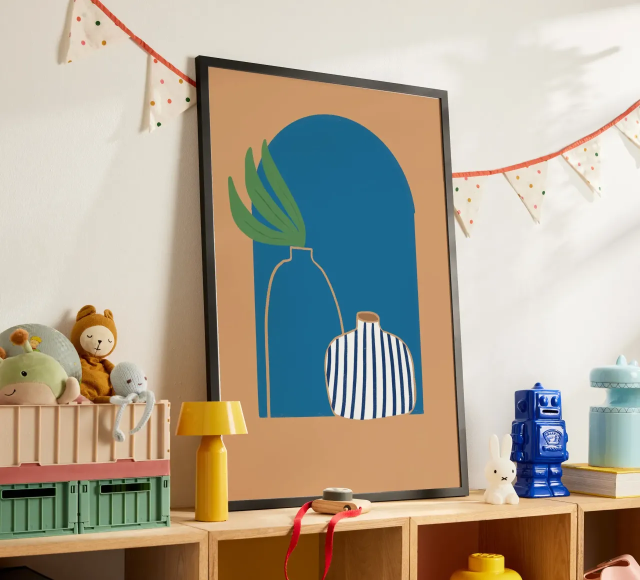 Gestreepte vaas Boho Archway Abstract Poster Print hahnemühle van vintagepod