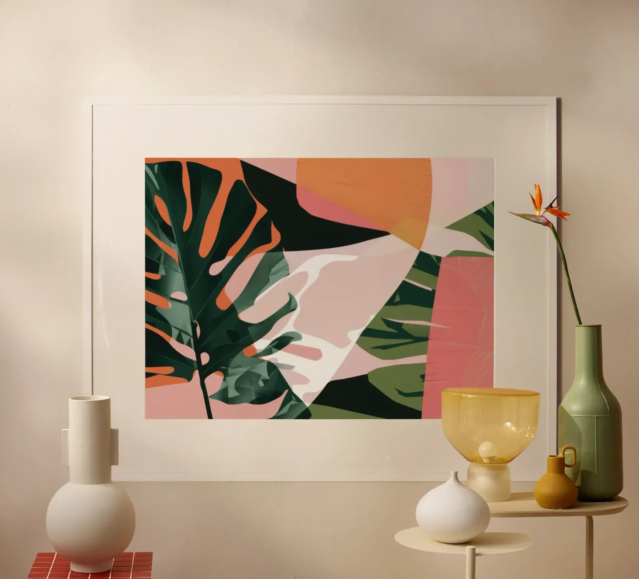 Monstera Vorm Abstract poster van Obs Canvas