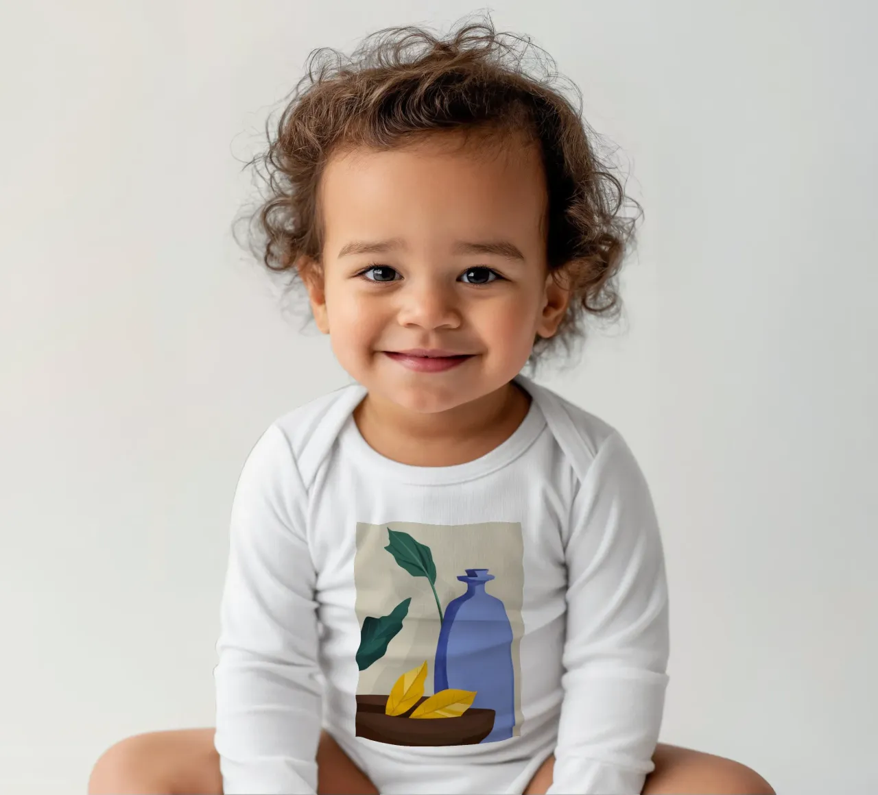 Minimalist vase Serenity long-sleeve baby romper by Thistle Bloom