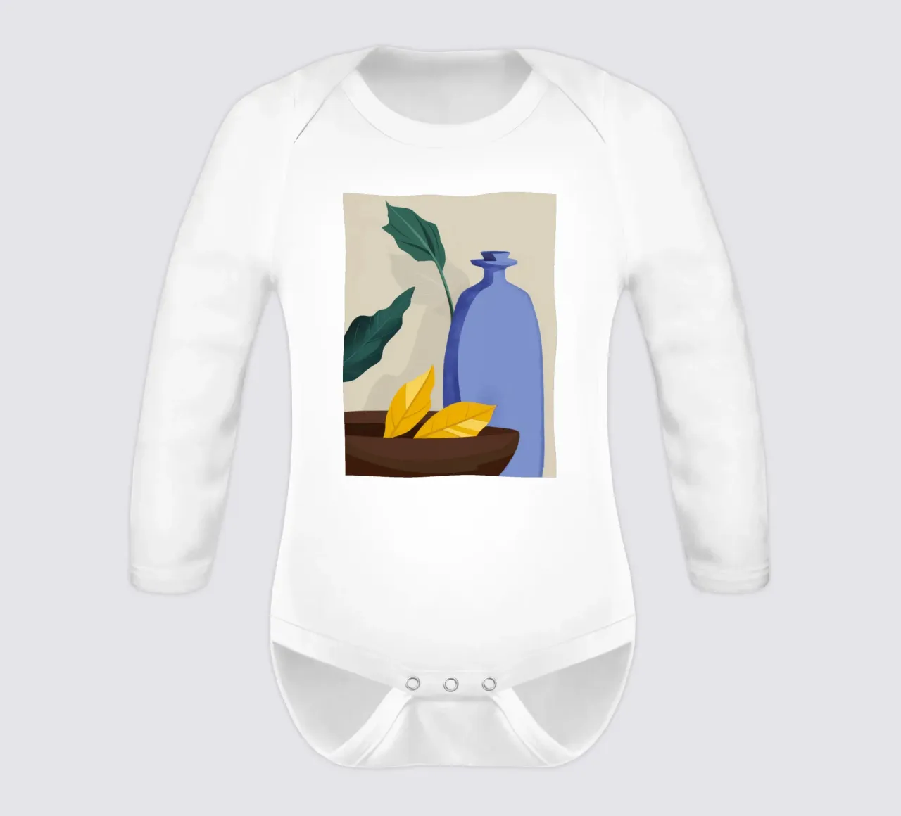 Minimalist vase Serenity long-sleeve baby romper by Thistle Bloom