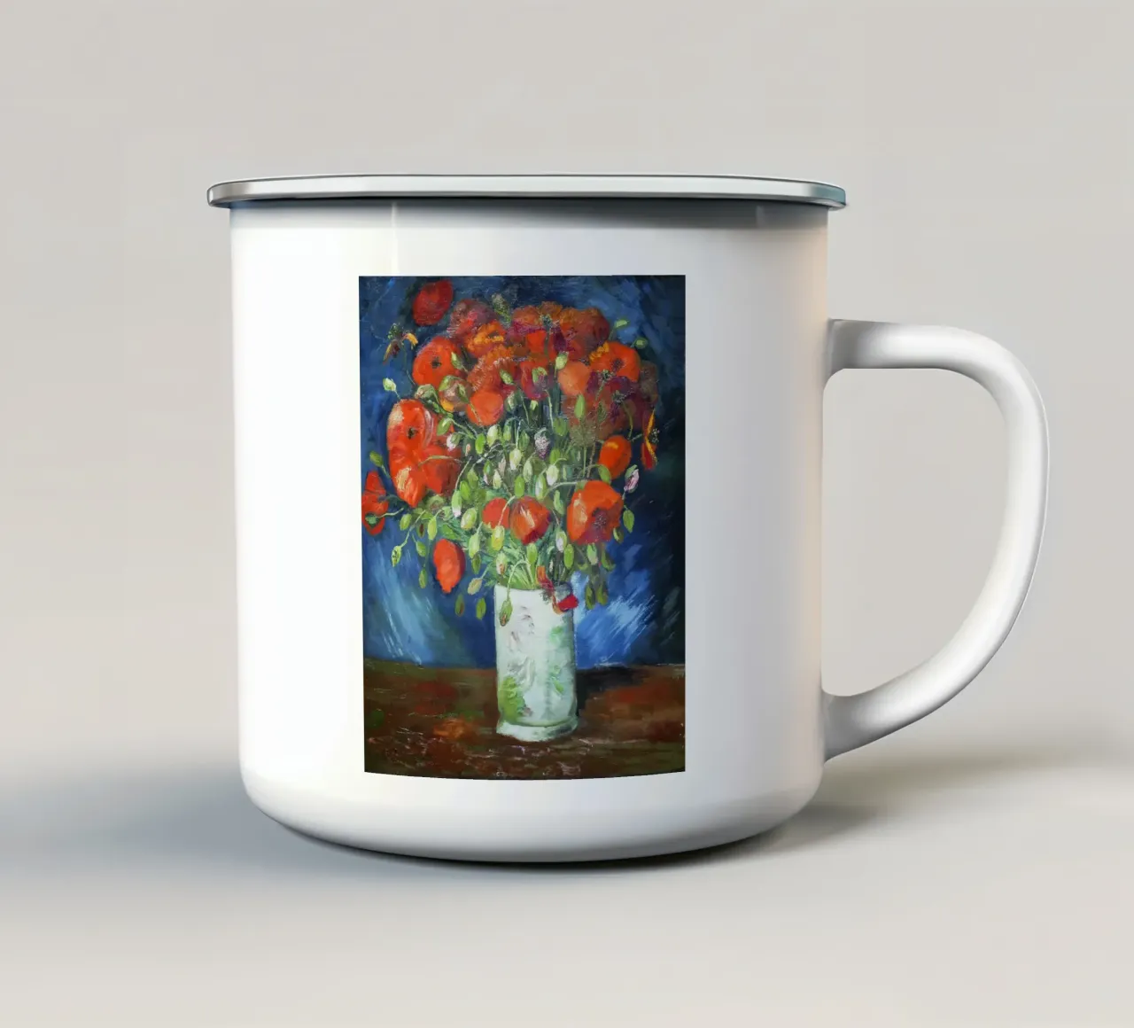 Vaso con papaveri (1886) di Vincent van Gogh tazza in smalto da Art History