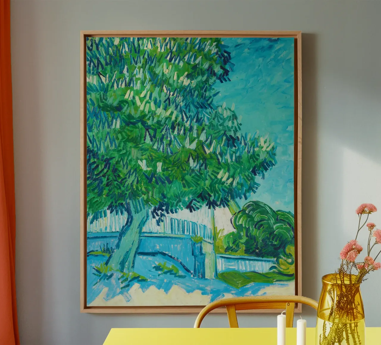 Castagni in fiore (1890) di Vincent van Gogh tela con Cornice a cassetta da Jolie Prints