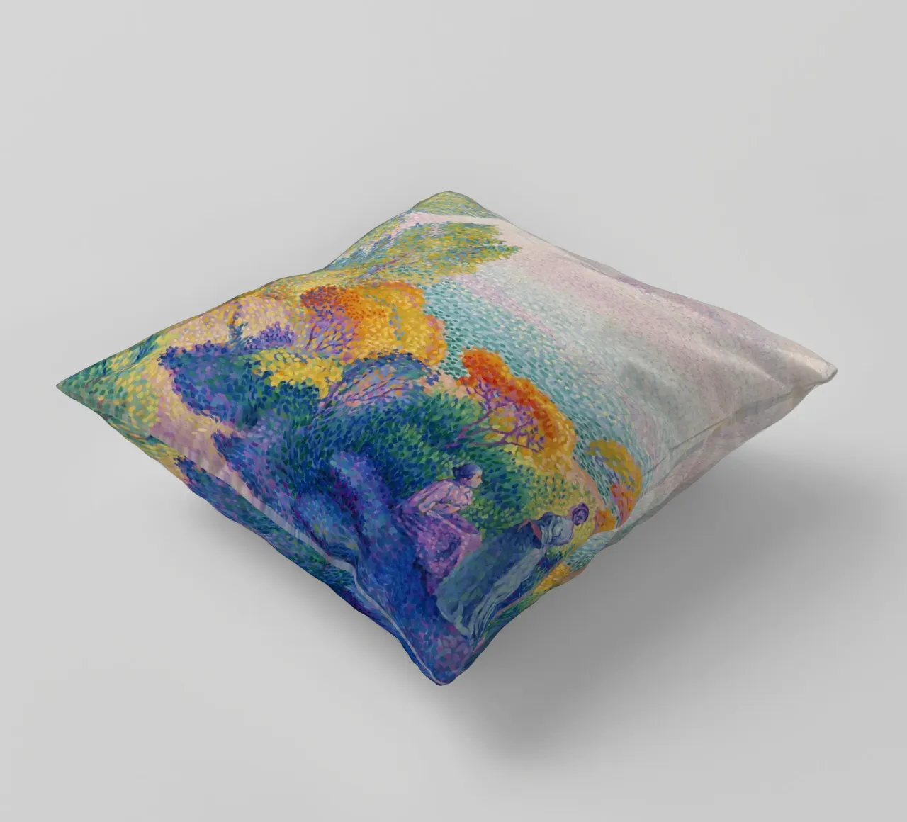 Two Women by the Shore, Mediterranean (1896) by Henri-Edmond decorative cushion by Art History