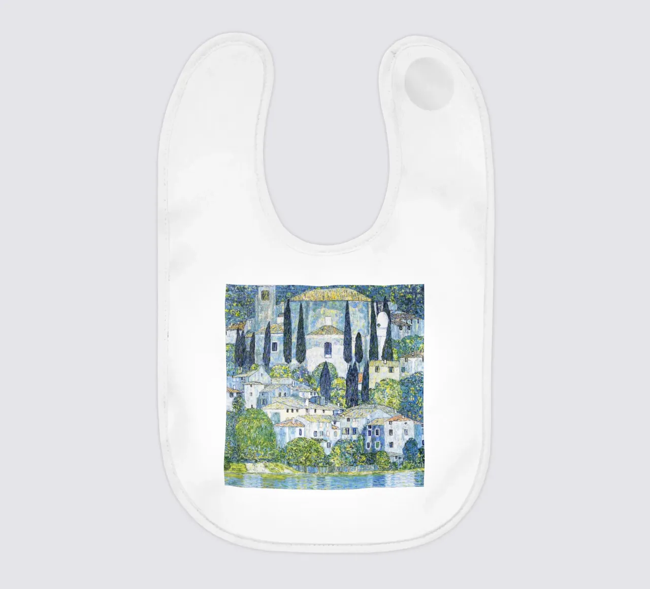 Church in Cassone (1913) by Gustav Klimt baby bib by Classic Art Prints