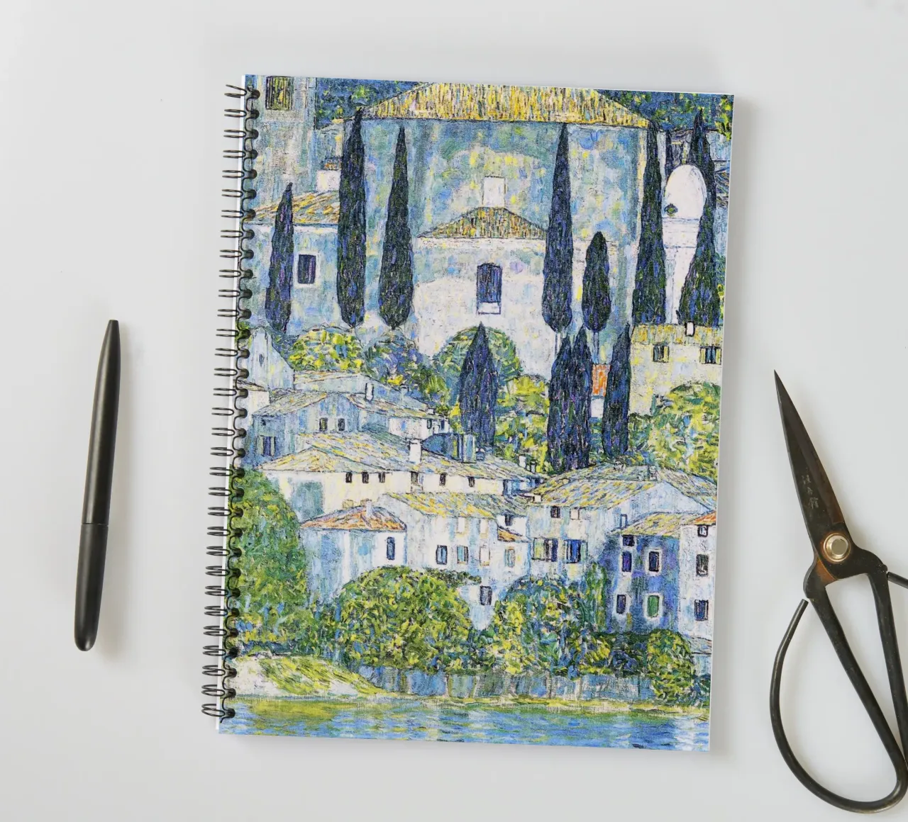 Church in Cassone (1913) by Gustav Klimt spiral notebook by Classic Art Prints