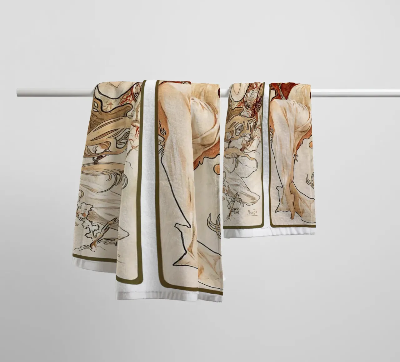 The Seasons (1897) by Alphonse Maria Mucha towel by Classic Art Prints
