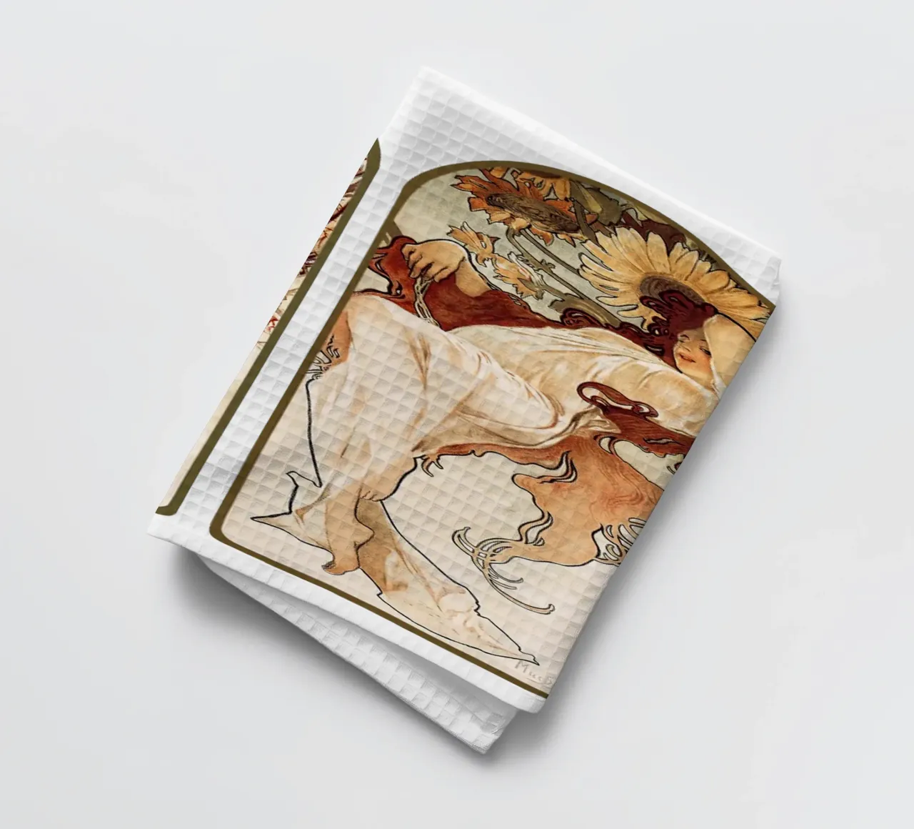 The Seasons (1897) by Alphonse Maria Mucha tea towel by Classic Art Prints