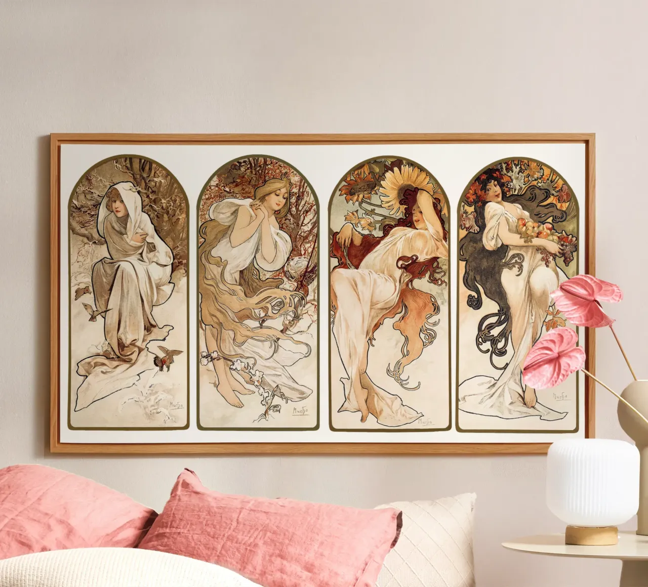 The Seasons (1897) by Alphonse Maria Mucha alu-dibond by Classic Art Prints