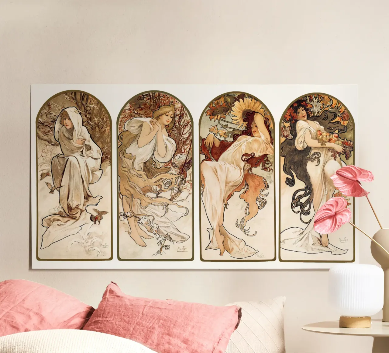 Le stagioni (1897) di Alphonse Maria Mucha poster con telaio in legno da Classic Art Prints