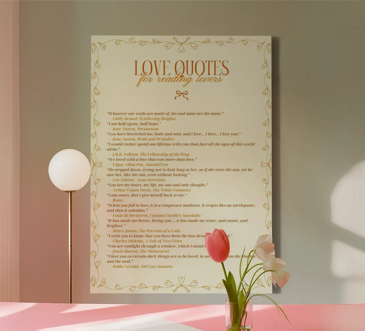 Poster con citazioni d'amore classiche per gli amanti della lettura tela con Cornice a cassetta da vintagepod