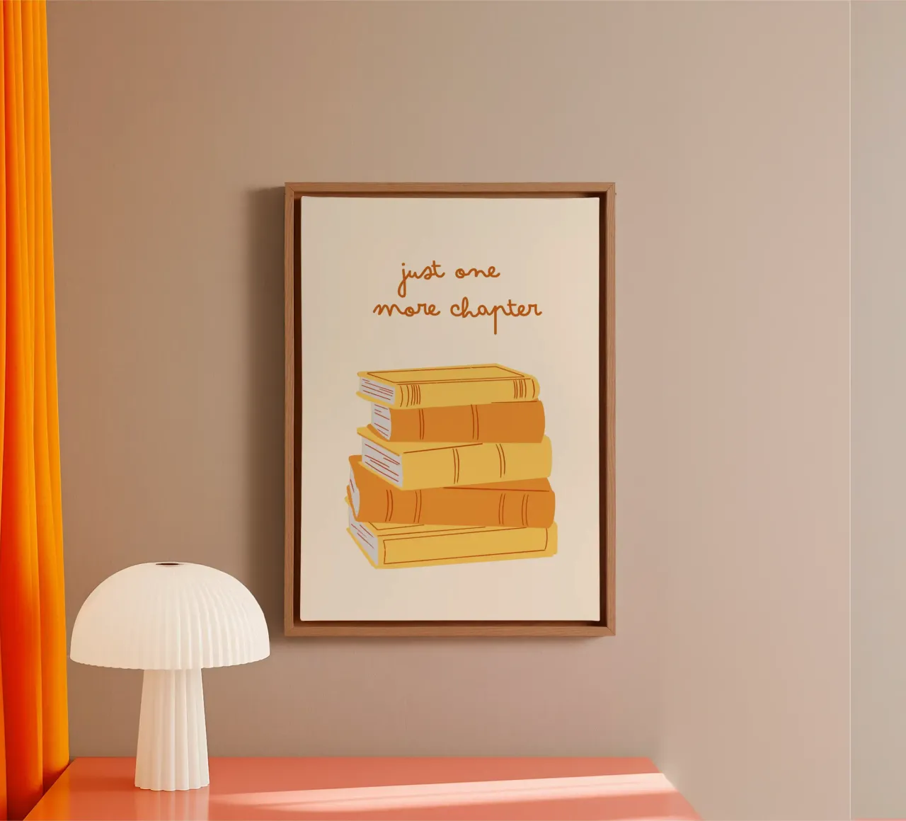"Poster per l'impilaggio del libro "Solo un capitolo in più tela con Cornice a cassetta da vintagepod
