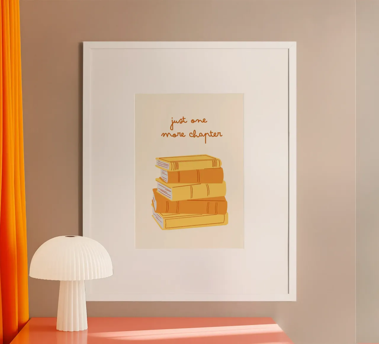 "Poster per l'impilaggio del libro "Solo un capitolo in più poster con telaio in alluminio da vintagepod